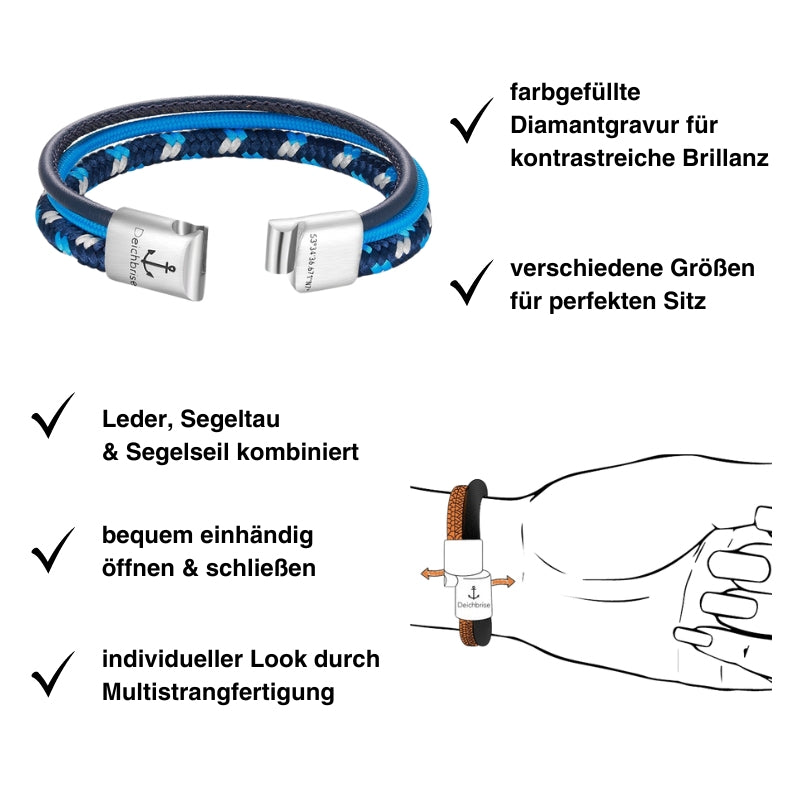 Leder & Segeltau Armband Tiefseetaucher (Multistrang)