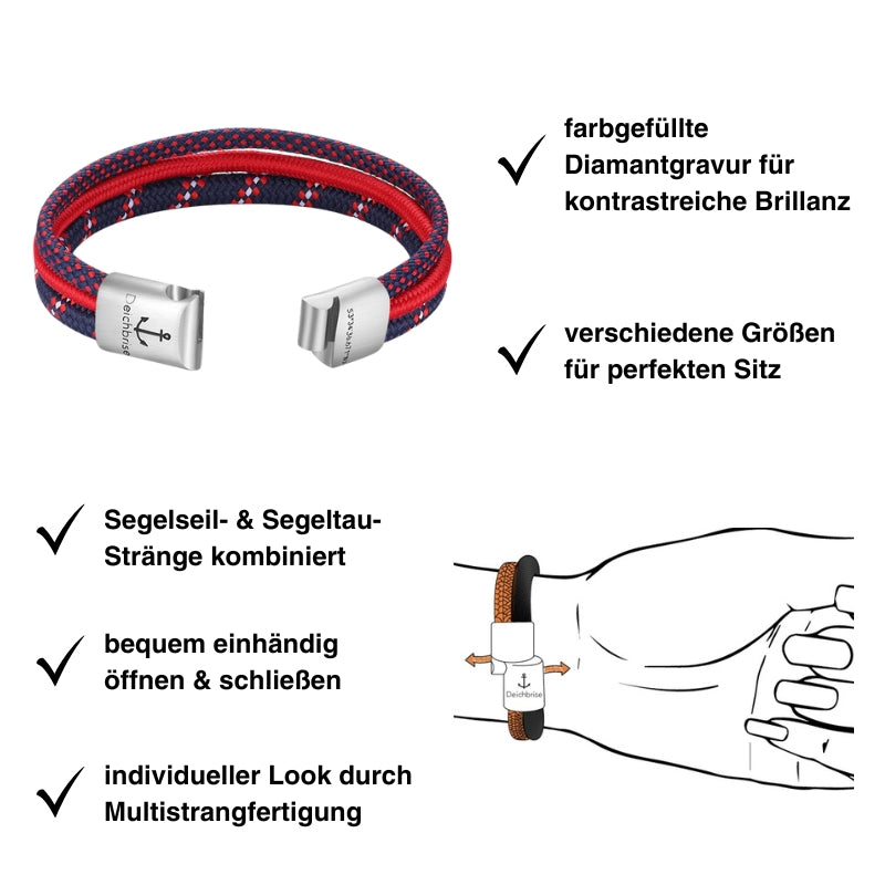 Segelseil-Segeltau Armband Hanseatic (Multistrang)