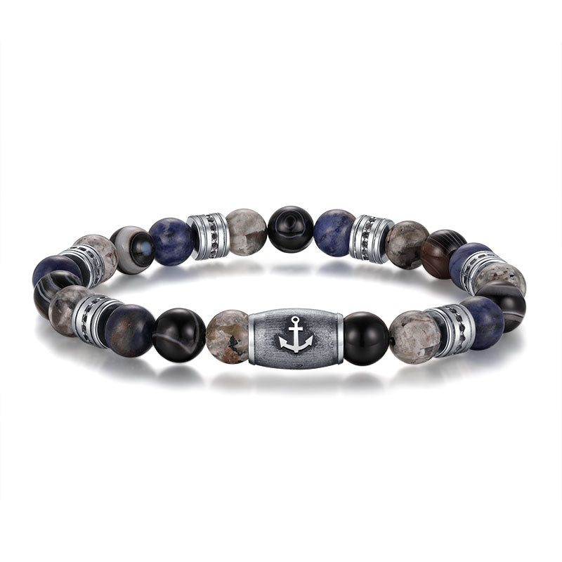 Armband Meereswellen mit Achat, Feuerstein, Sodalith & Edelstahl