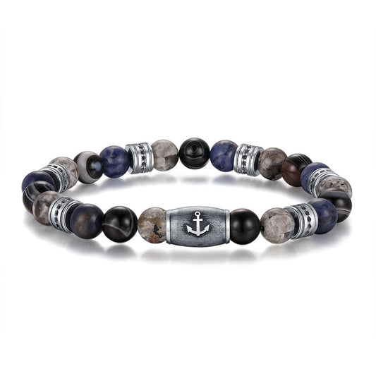 Armband Meereswellen mit Achat, Feuerstein, Sodalith & Edelstahl