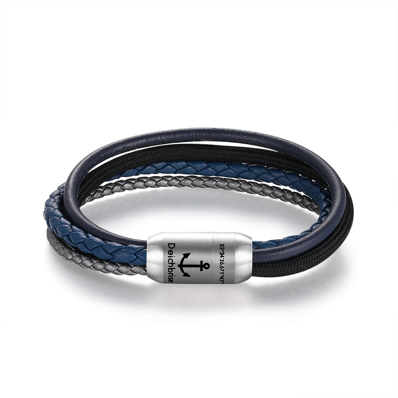 Multistrang Armband Dark Waves (Fibre Leder & Segelseil) (Veggie)