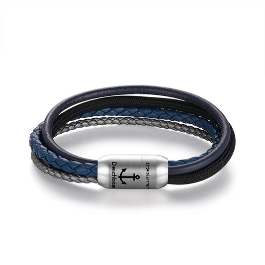 Multistrang Armband Dark Waves (Fibre Leder & Segelseil) (Veggie)