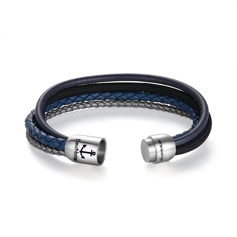 Multistrang Armband Dark Waves (Fibre Leder & Segelseil) (Veggie)