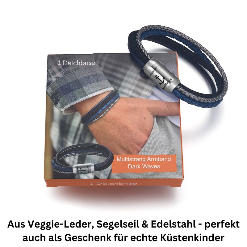 Multistrang Armband Dark Waves (Fibre Leder & Segelseil) (Veggie)