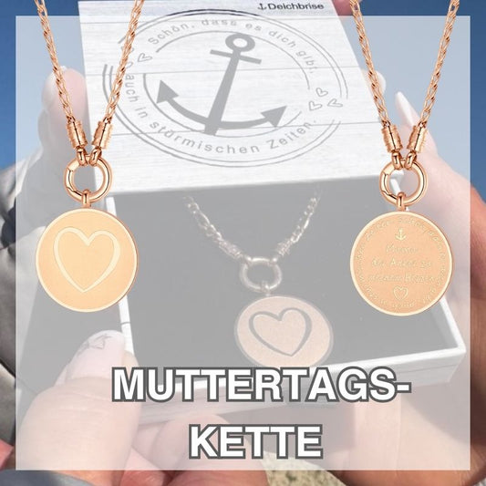 Kette mit Anhänger "Mama der Anker zu meinem Herzen" (mit Rund-Karabiner) aus Edelstahl