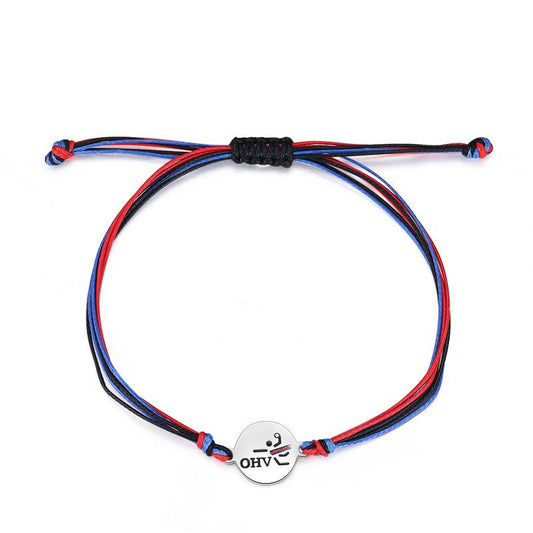 Logo-Fan-Armband OHV-Aurich aus Wachs-Seil & Edelstahl