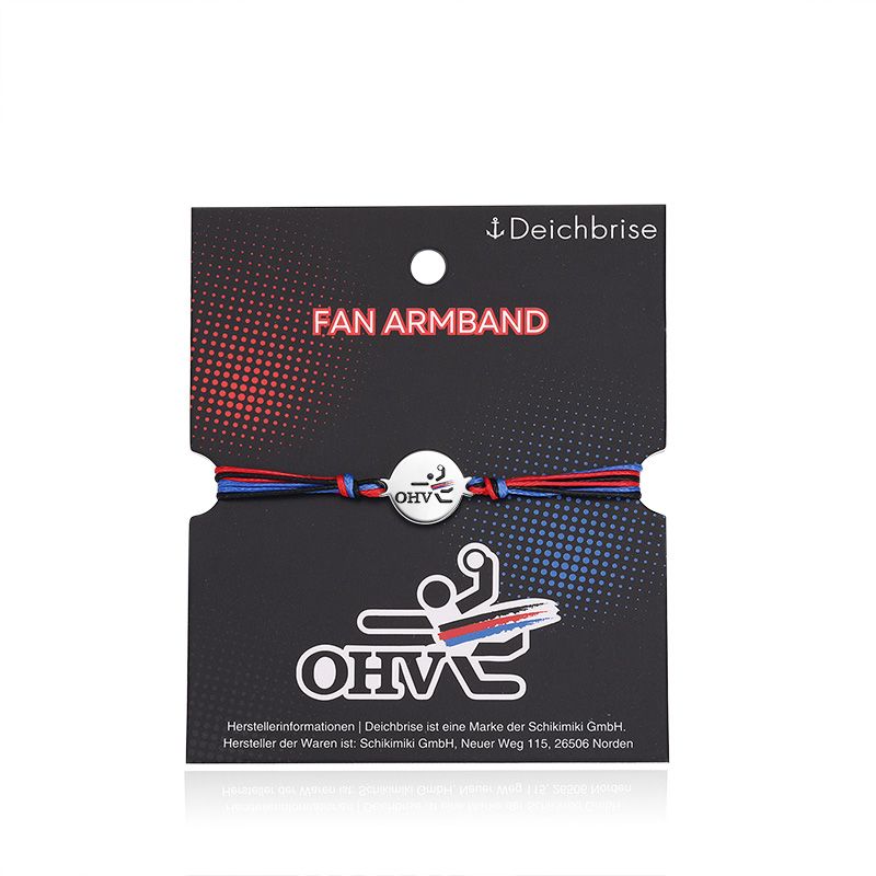 Logo-Fan-Armband OHV-Aurich aus Wachs-Seil & Edelstahl
