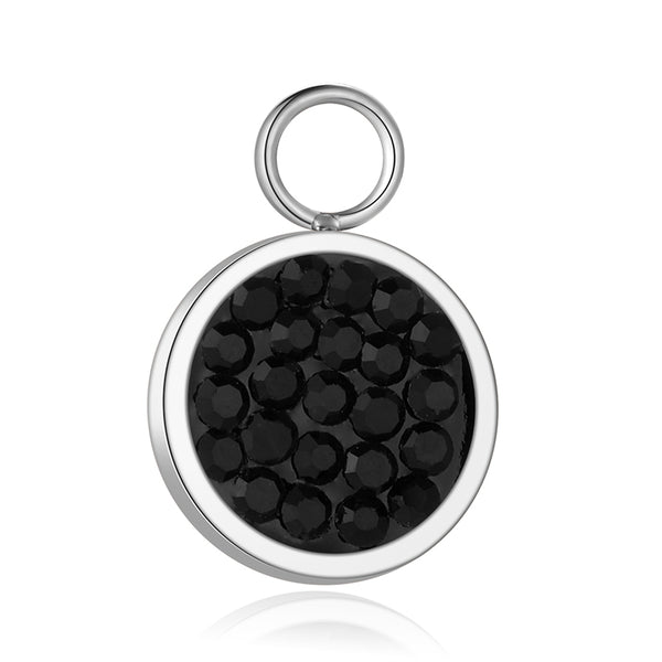 Charm für Ohrringe (Creolen) Bling Bling (schwarz) aus Edelstahl (Paar)
