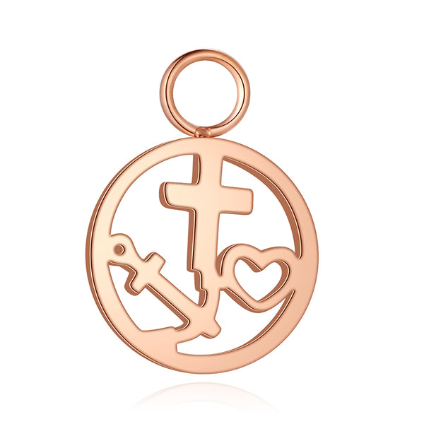 Charm für Ohrringe (Creolen) Glaube Liebe Hoffnung aus Edelstahl (Paar)
