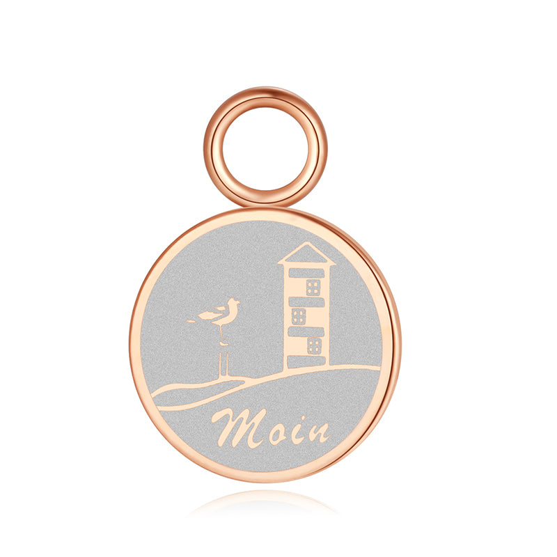 Charm für Ohrringe (Creolen) Moin-Möwe-Leuchtturm aus Edelstahl (Paar)