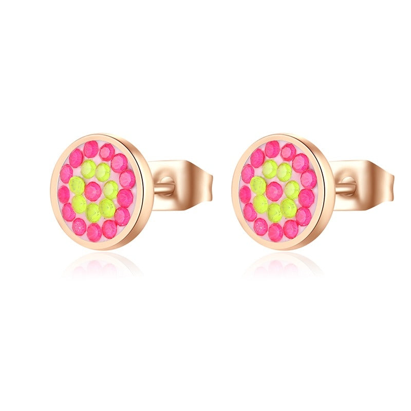 Ohrstecker Bling Bling (Neongelb-Pink) aus Edelstahl