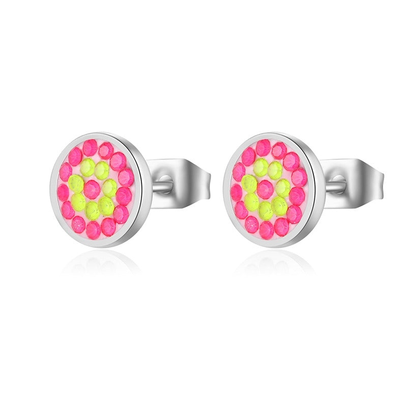 Ohrstecker Bling Bling (Neongelb-Pink) aus Edelstahl