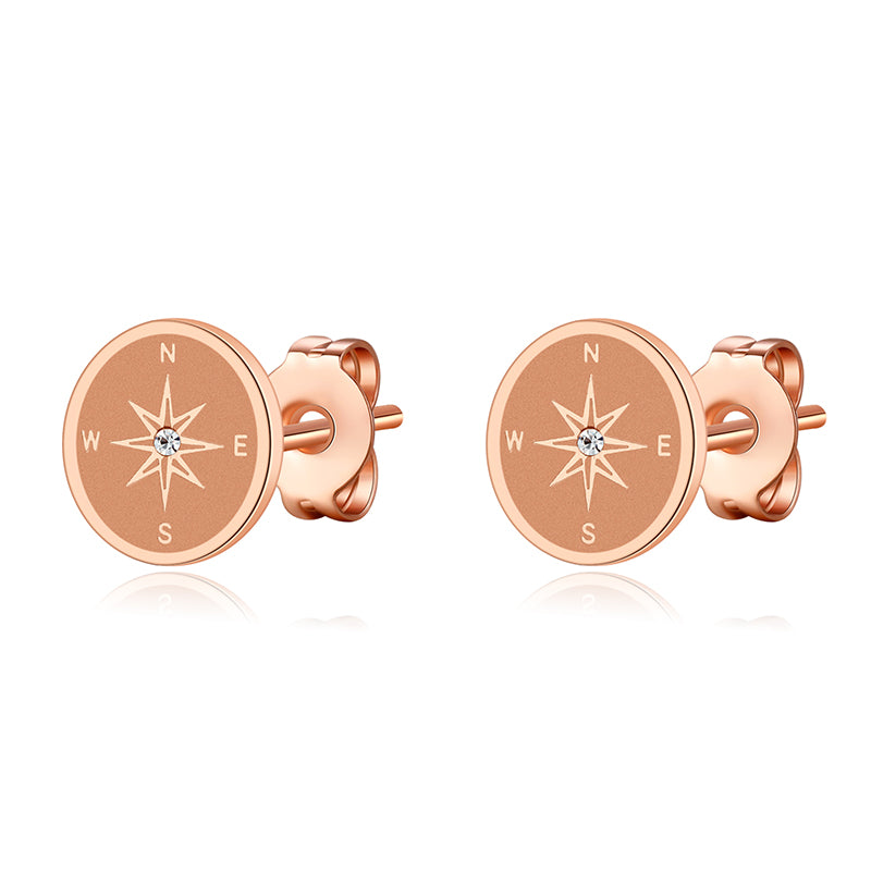 Ohrstecker Kompass (mit Stein) aus Edelstahl