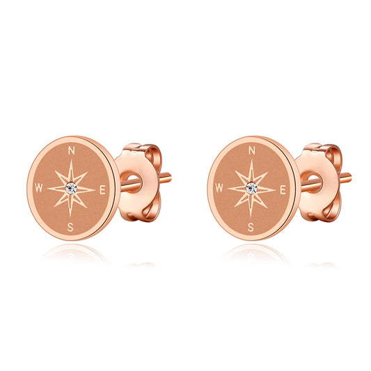 Ohrstecker Kompass (mit Stein) aus Edelstahl