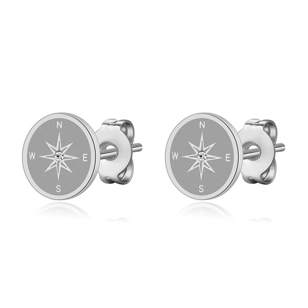 Ohrstecker Kompass (mit Stein) aus Edelstahl