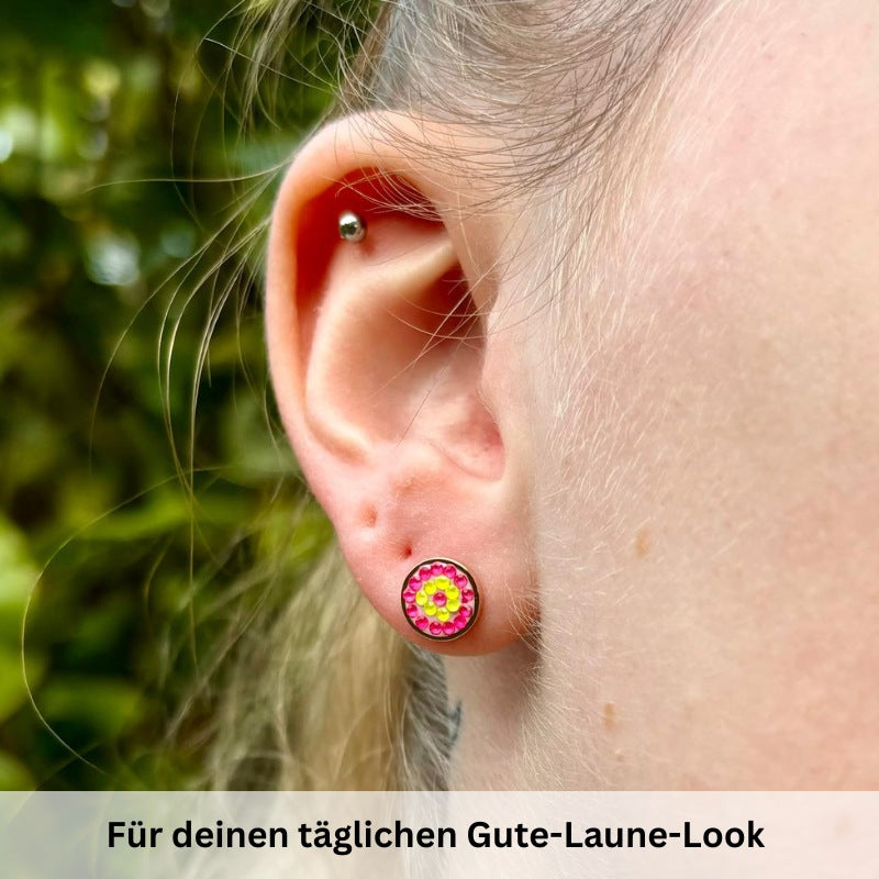 Ohrstecker Bling Bling (Neongelb-Pink) aus Edelstahl