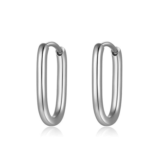 Ovale Creolen für Charm Anhänger (klein | 17 mm) aus Edelstahl (Paar)