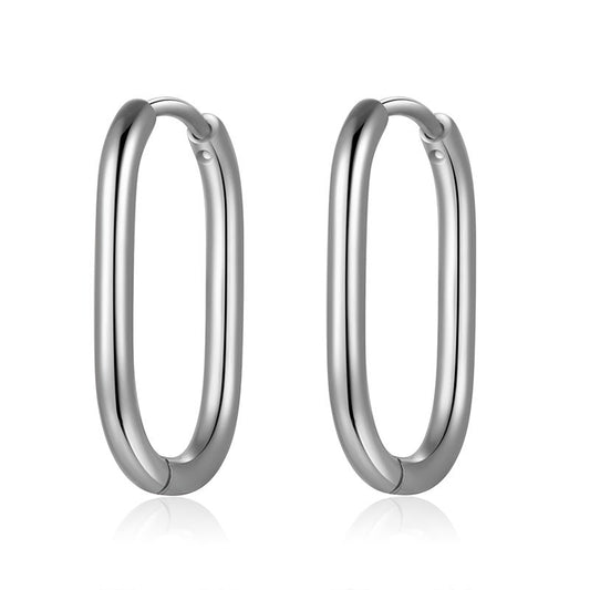 Ovale Creolen für Charm Anhänger (groß | 20 mm) aus Edelstahl (Paar)