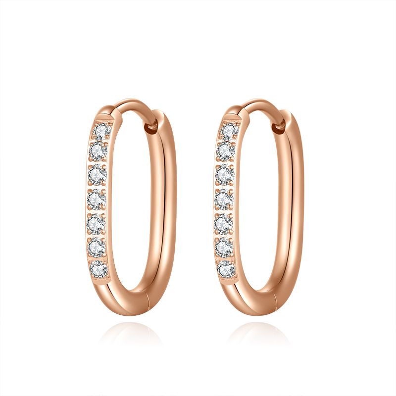 Ovale Creolen mit Steinen für Charm Anhänger (klein | 17 mm) aus Edelstahl (Paar)