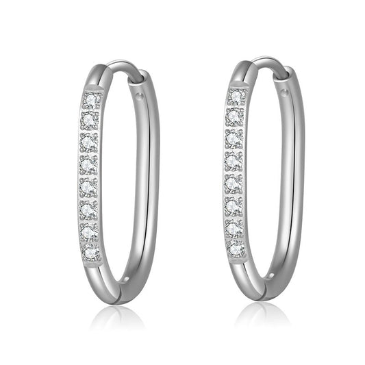 Ovale Creolen mit Steinen für Charm Anhänger (groß | 20 mm) aus Edelstahl (Paar)