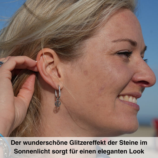 Ovale Creolen mit Steinen für Charm Anhänger (groß | 20 mm) aus Edelstahl (Paar)