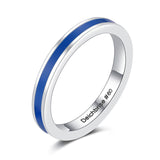 Blauer Enamel-Ring aus Edelstahl (Stapelring)