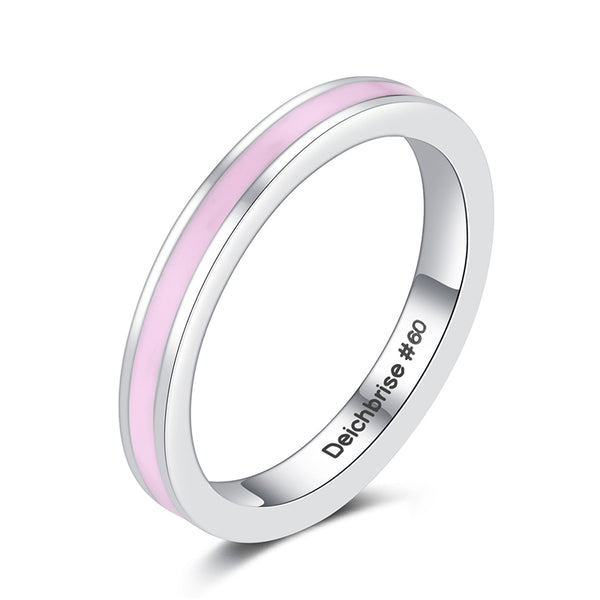 Rosa Enamel-Ring aus Edelstahl (Stapelring)