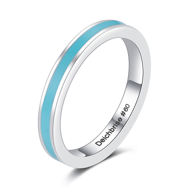 Türkisblauer Enamel-Ring  aus Edelstahl (Stapelring)