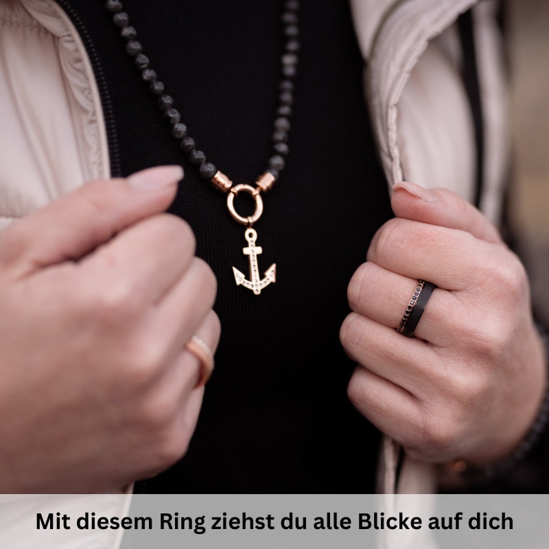 Ring Bling Bling (schwarz) aus Edelstahl (Stapelring)