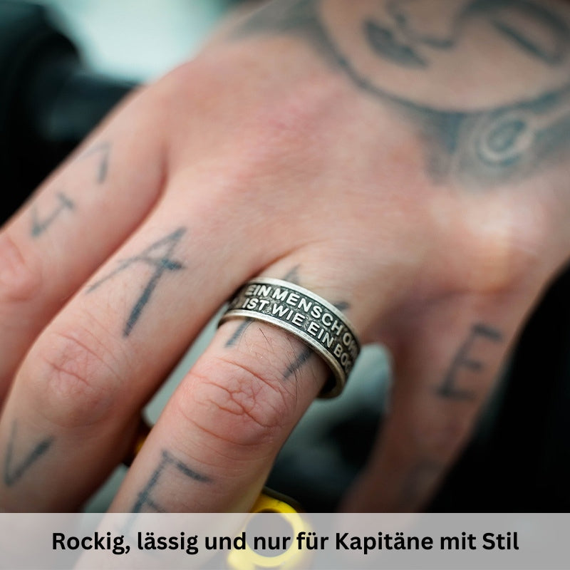 Ring "Ein Mensch ohne Träume" aus Edelstahl (8mm breit)