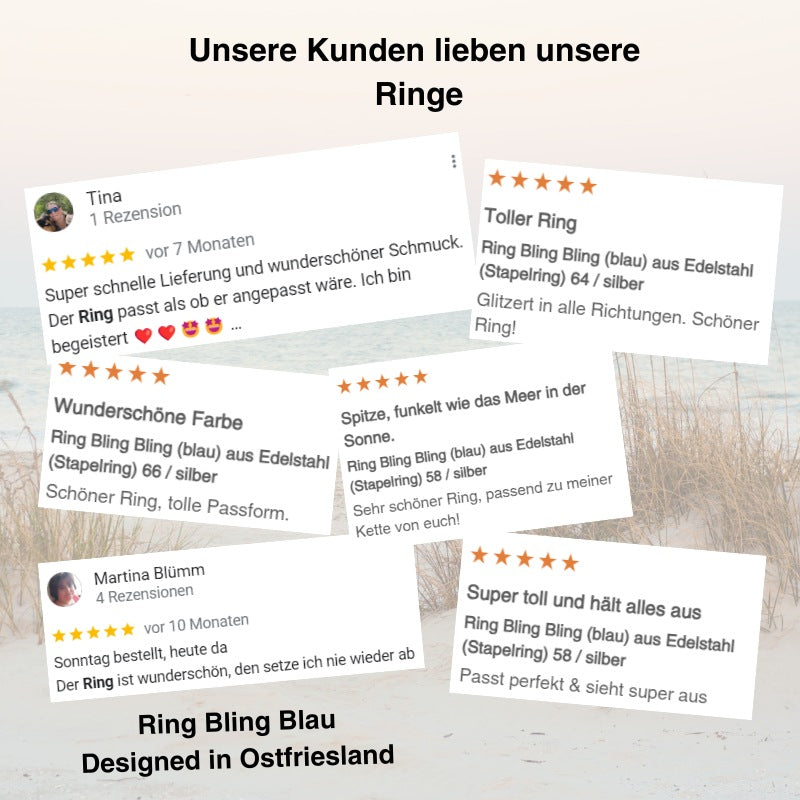 Ring Bling Bling (blau) aus Edelstahl (Stapelring)