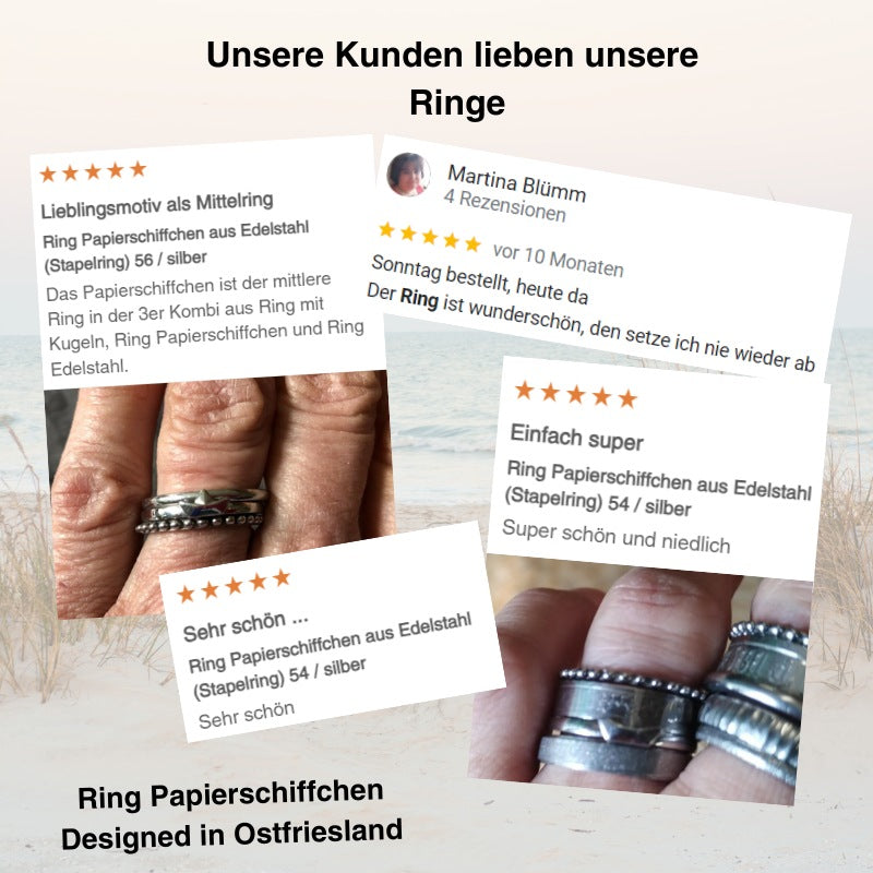 Ring Papierschiffchen aus Edelstahl (Stapelring)