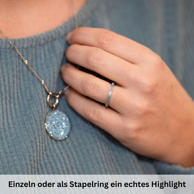 Ring Bling Bling (blau) aus Edelstahl (Stapelring)