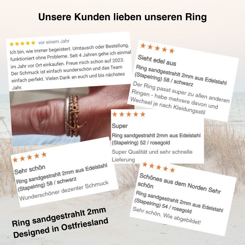 Ring sandgestrahlt 2mm aus Edelstahl (Stapelring)