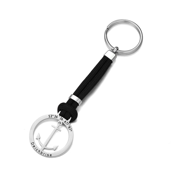 Schlüsselanhänger aus Segelseil Anker2-Schwarz