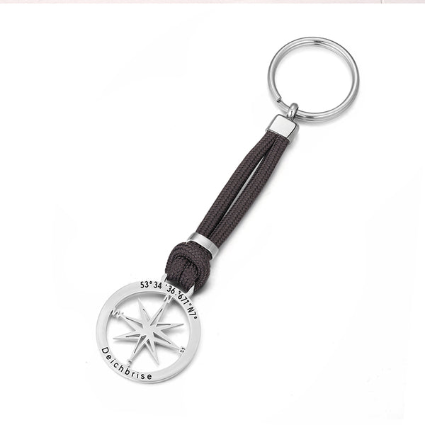 Schlüsselanhänger aus Segelseil Kompass-Grau