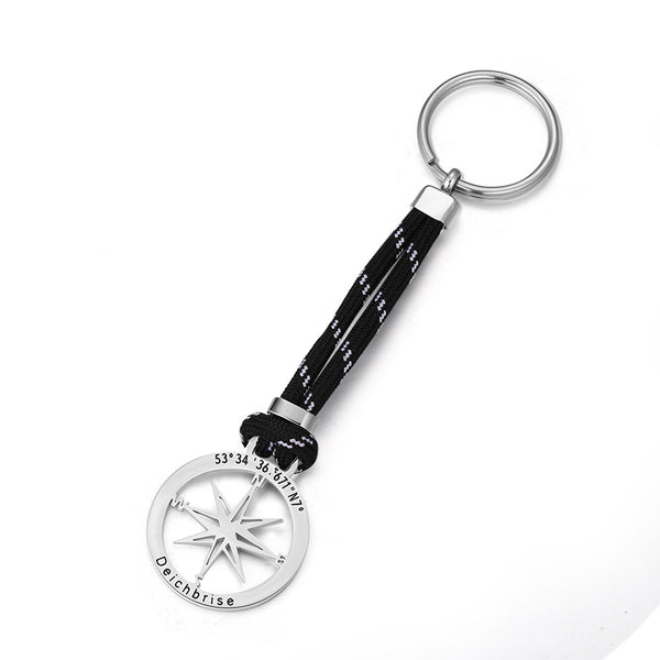 Schlüsselanhänger aus Segelseil Kompass-SchwarzWeiss