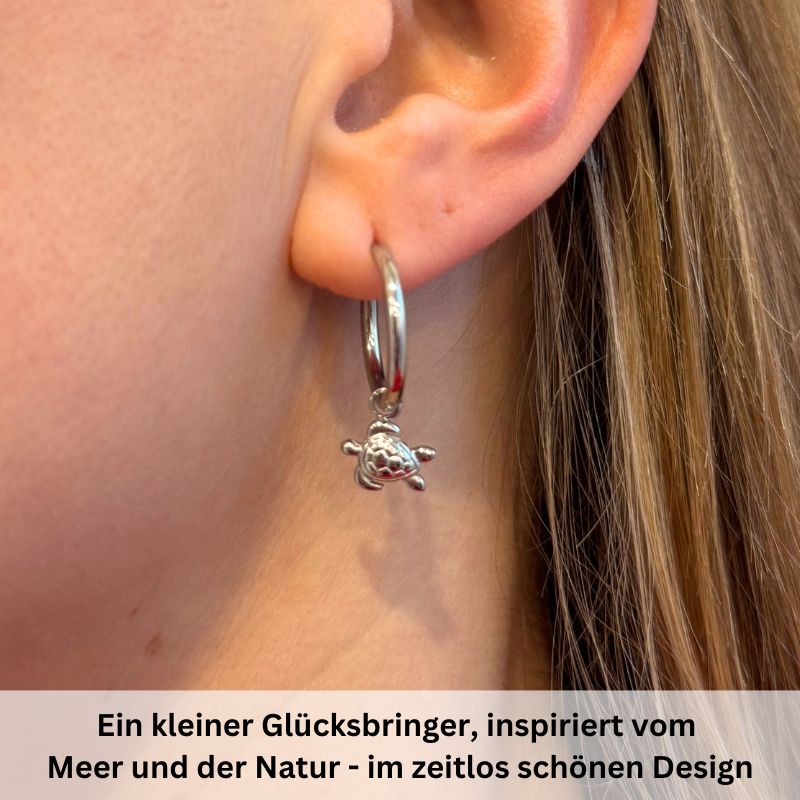 Charm für Ohrringe (Creolen) Schildkröte aus Edelstahl (Paar)
