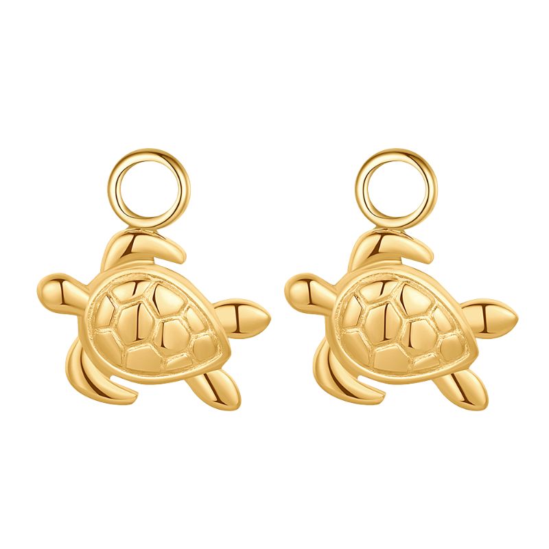 Charm für Ohrringe (Creolen) Schildkröte aus Edelstahl (Paar)