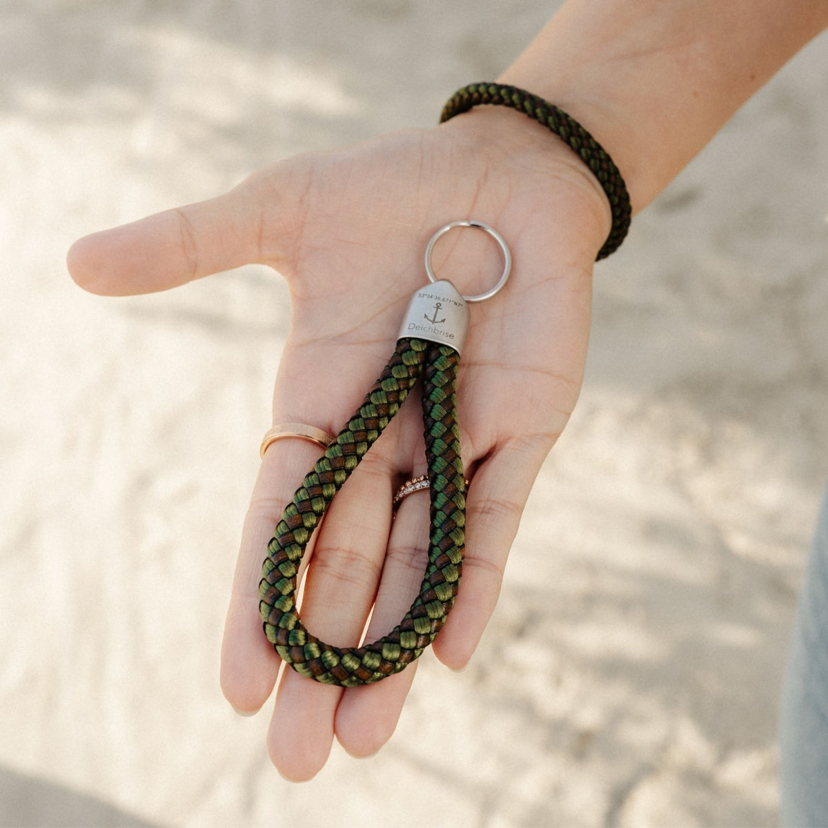 Schlüsselanhänger aus Segeltau und Leder Friesenflair (8mm)