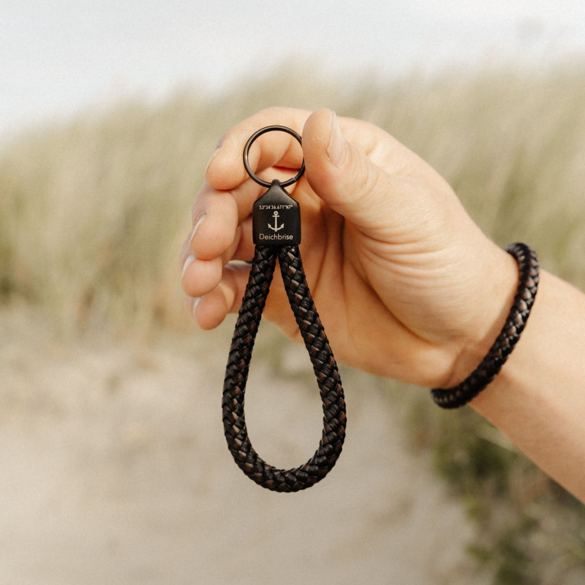Schlüsselanhänger aus Segeltau und Leder Tamme (8mm)