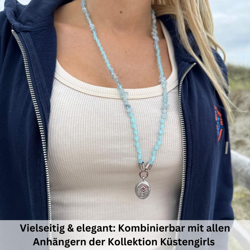 Schmuckset "Glasperlenblau & Welle" - Kette mit Armband