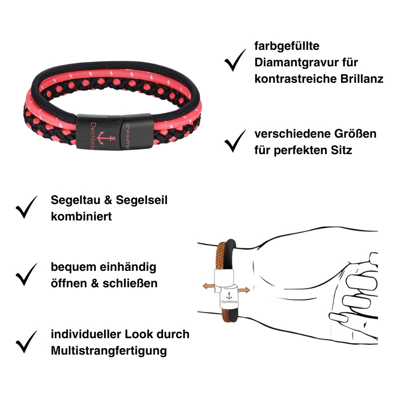 Segelseil-Segeltau Armband Deep Pink (Multistrang)