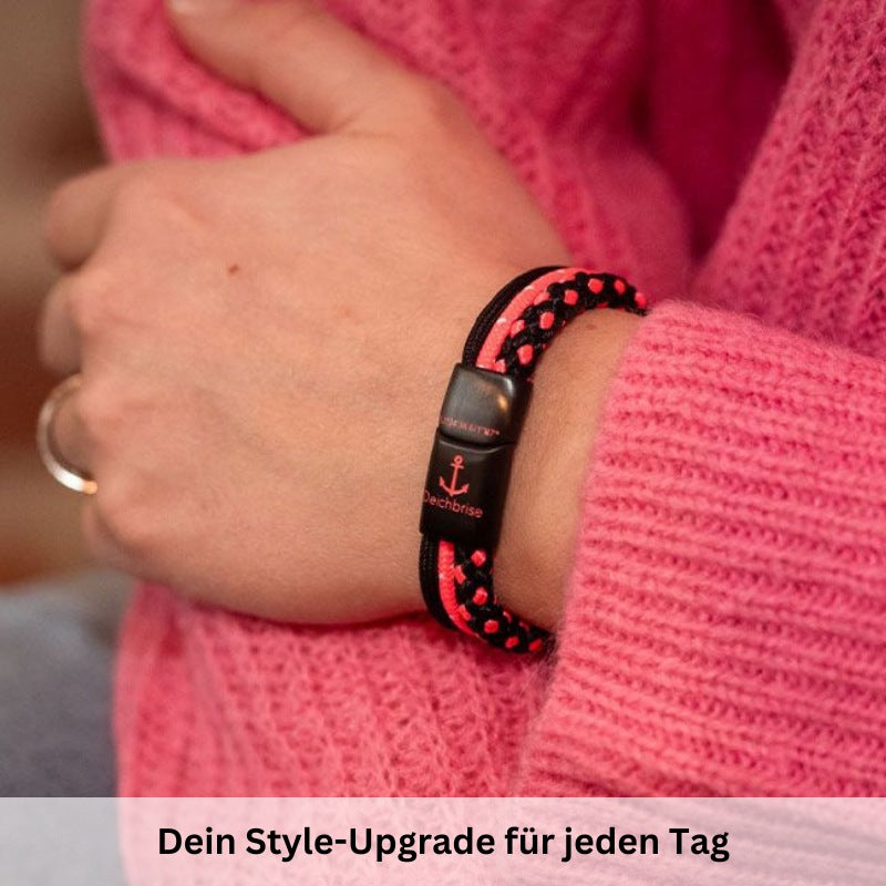 Segelseil Armband Deep Pink mit Schlüsselanhänger