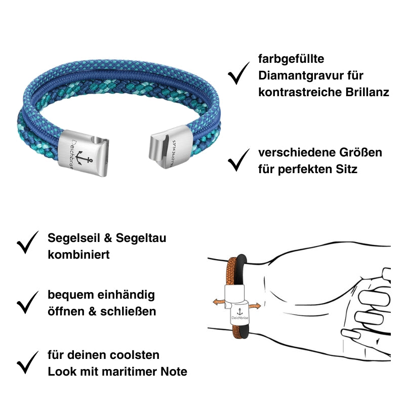 Segelseil-Segeltau Armband Meerzeit (Multistrang)