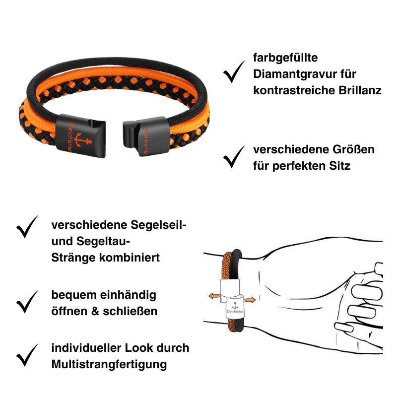 Segelseil-Segeltau Armband Strandläufer (Multistrang)