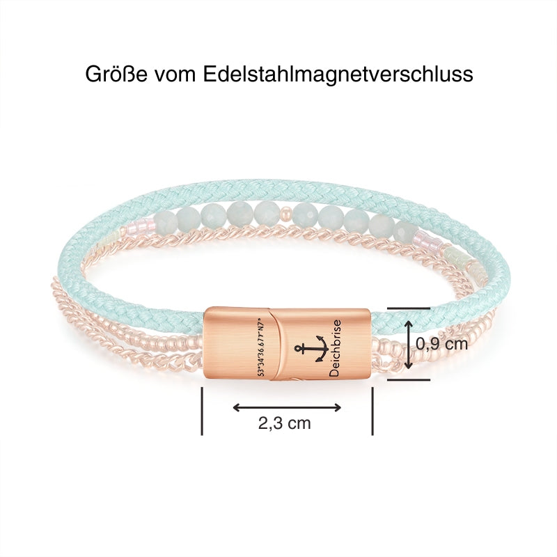 Segelseil & Amazonit Armband Lebensglück (Multistrang)