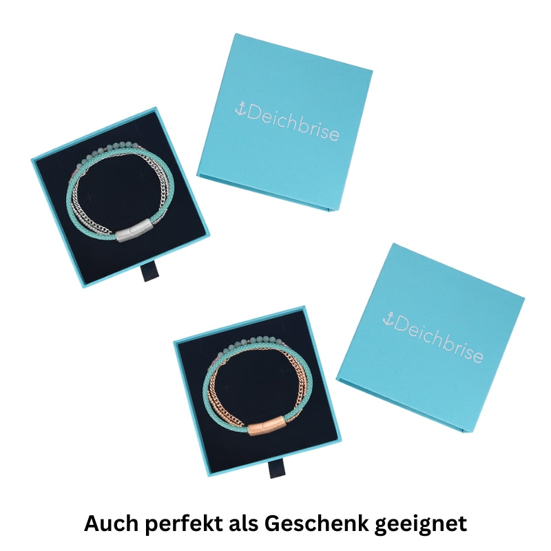 Segelseil & Amazonit Armband Lebensglück (Multistrang)