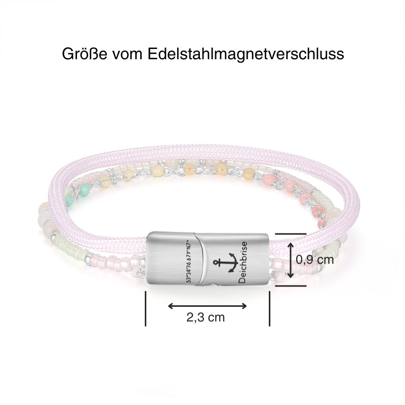 Segelseil, Enamel- & Glasperlen Armband Glücksmoment (Multistrang)