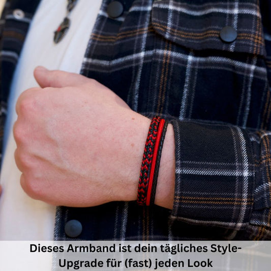Segelseil & Leder Armband Rote Meerestiefe (Multistrang)
